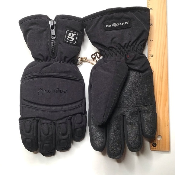 Grandoe Drive-Gard Technology Black Ski Gloves with zipper for Adults/Teens - Picture 1 of 4